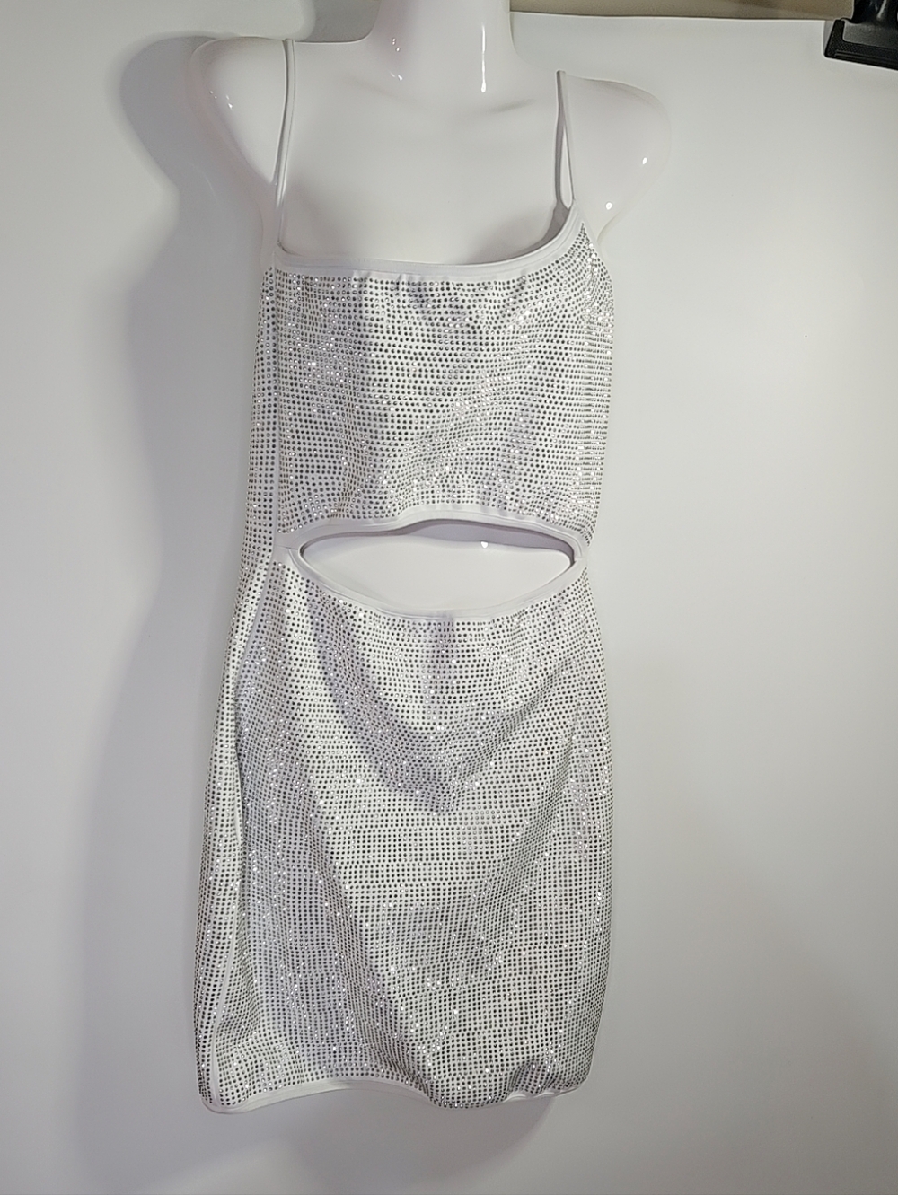 I.AM.GIA Aurora White Embellished Cut Out Strappy Mini Dress Size Large